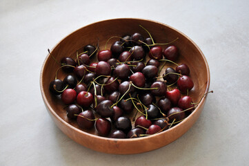 fresh tasty cherries in a bowl