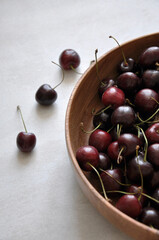 fresh tasty cherries in a bowl