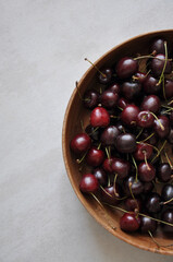 fresh tasty cherries in a bowl