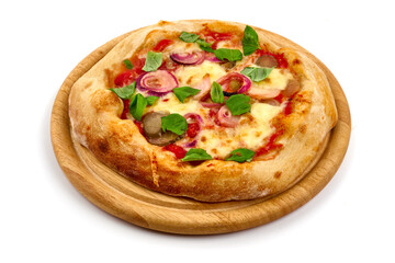 Pizza napoletana, italian traditional cuisine, isolated on white background.