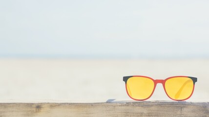 Fototapeta na wymiar glasses on the beach. Generative AI