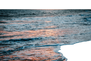Calm water Mediterranean sea landscape on transparent background. Peaceful time in Barcelona.