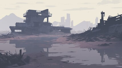 sunset over the city. Generative AI