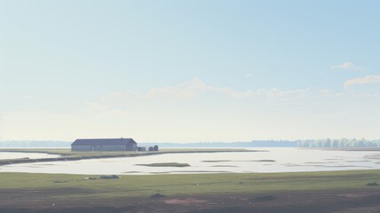 truck on the river. Generative AI