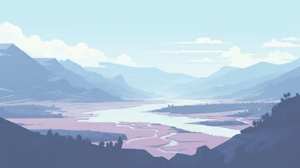 Deurstickers landscape with lake. Generative AI © ArtSpree