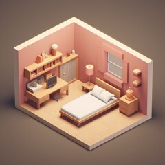 interior of a bedroom. Generative AI