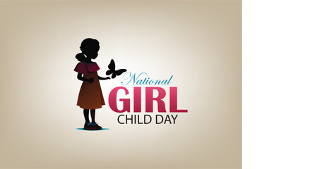 A silhouette of a girl with a butterfly in her hand National Girl Child Day