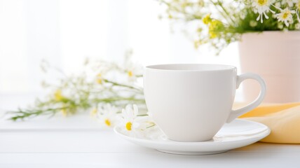 Obraz na płótnie Canvas cup of tea with flowers. Generative AI