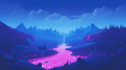 Crédence de cuisine en verre imprimé Bleu foncé landscape with mountains. Digital made background. Generative AI