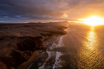 Aerial view of Fuerteventura coast in La Pared
