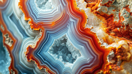 Abstract colorful background, agate texture close-up, detailed multicolored texture of natural marble stone.