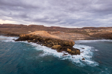 Aerial view of Fuerteventura coast in La Pared
