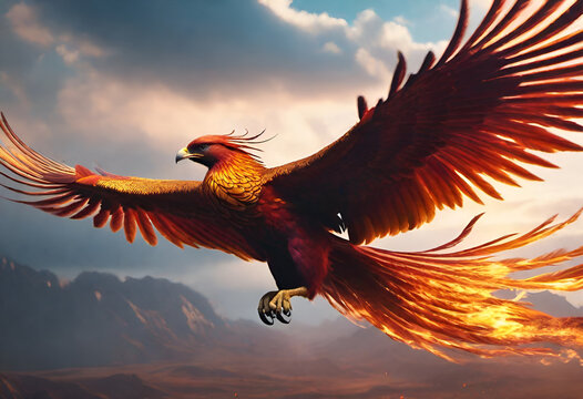 flying phoenix on minimal background