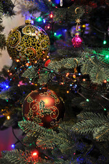 christmas tree decorations with ornaments