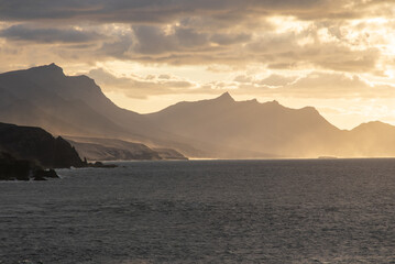 Sunset view of Fuerteventura coast in La Pared