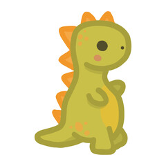 Tierna ilustración de dinosaurio verde sobre transparencia © VicOliver