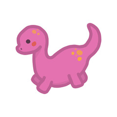 Tierna ilustración de dinosaurio  rosa sobre transparencia. Brontosaurus © VicOliver