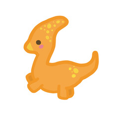 Tierna ilustración de dinosaurio anaranjado sobre transparencia. Parasaurolophus © VicOliver