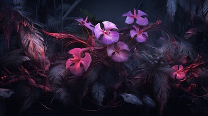 red and green dragon. Purple digital background landscape. Generative AI