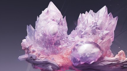 amethyst crystals on black background. Purple Digital Made landscape. Generative AI
