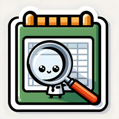 A playful design with a cute Excel icon as a detective, holding a magnifying glass over a spreadsheet, representing the search for insights in data analysis.