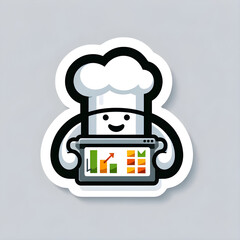 A friendly Excel icon as a chef, cooking up a 'data recipe' with ingredients like charts and formulas in a kitchen setting, symbolizing the creative process of data analysis.