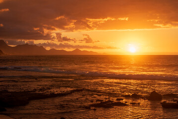 Sunset view of Fuerteventura coast in La Pared