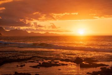 Sunset view of Fuerteventura coast in La Pared