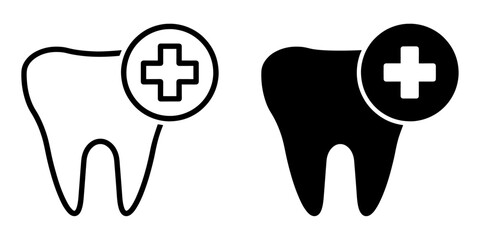 ofvs516 OutlineFilledVectorSign ofvs - tooth first aid kit . isolated transparent . black outline and filled version . AI 10 / EPS 10 / PNG . g11859 - obrazy, fototapety, plakaty