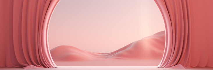 Blank paper card on a pastel pink background with sunlight shadows, minimalist template, copy space