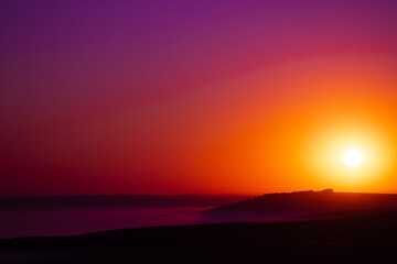 Fototapeta na wymiar Sunset and beautiful light, sunlight illuminating the colorful sky, clouds
