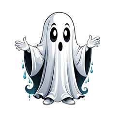 Obraz premium A Cute Ghost Illustration with Transparent Background for Sticker
