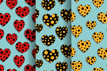 ladybug spots texture printed hearts seamless pattern, romantic, valentine day print Fashionable texture background for wallpaper, wrapping product, textile, fabric