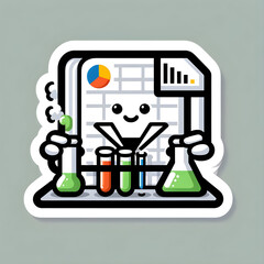 A creative design featuring an Excel icon as a scientist in a lab, experimenting with beakers and test tubes filled with charts and graphs, symbolizing the analytical nature of Excel.