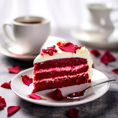 Piece of red velvet cake. Valentine's Day Cake