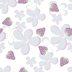 Сute seamless vector strawberry pattern. Elegant floral texture. Simple abstract  ornament for wallpapers, fabrics, tiled printing, decor, packaging, linen products ,cover, wrapping paper, wallpapers,