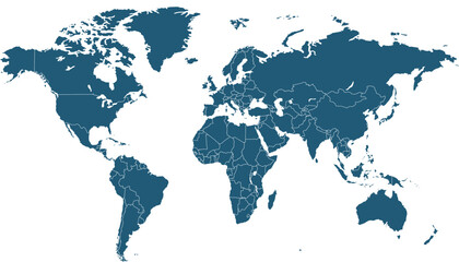 World map. Color modern vector map. Silhouette map.	