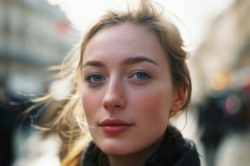 Portrait of a young woman in the city