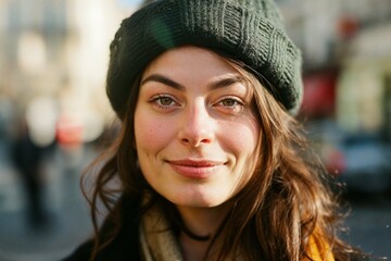 Portrait of a young woman in the city