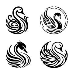 Fototapeta na wymiar swan logo - black on transparent background