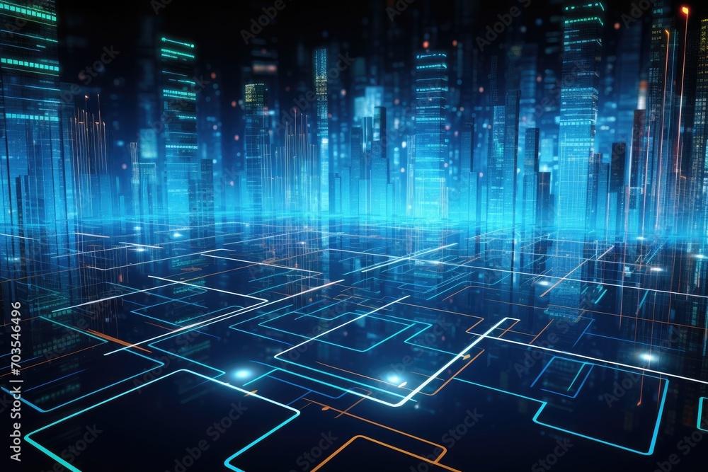 Poster abstract technology background represent big data and digital technology concept, digital data trans