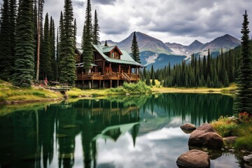 Fototapeta na wymiar Lake of the Woods, Banff National Park, Alberta, Canada, Emerald Lake in Crested Butte, Colorado, AI Generated