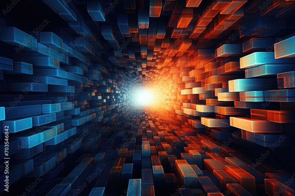 Poster abstract technology background. 3d rendering toned image double exposure, digital abstract backgroun