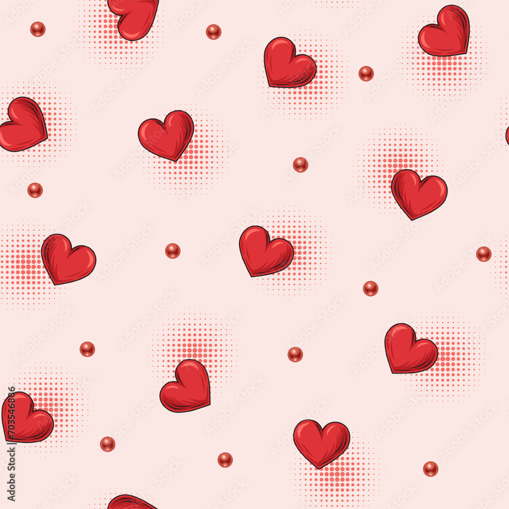 Poster valentines day pattern with scattered red hearts