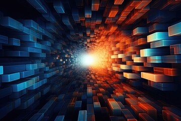 Abstract technology background. 3d rendering toned image double exposure, Digital abstract background. Can be used for technological processes, AI Generated