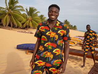island caribbean boy on the beach smiling at you