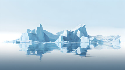 abstract minimalistic ice berg swimming on the water - concept of climate change and melting poles - obrazy, fototapety, plakaty