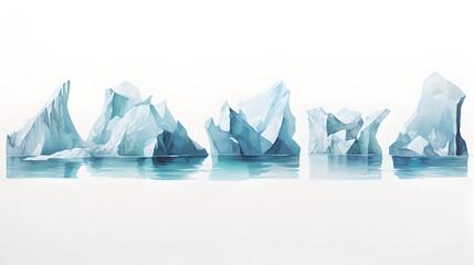 abstract minimalistic ice bergs swimming on the water - concept of climate change and melting poles