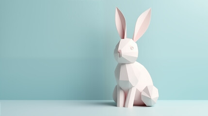 Paper Easter Bunny in Pastel Colors - Generative AI