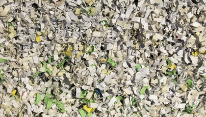 Shredded paper closeup identity theft protection